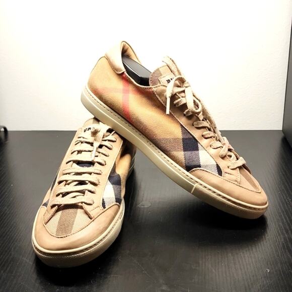 *BURBERRY* NOVA CHECK *PLAID* CANVAS *LEATHER CAP TOE* WOMAN'S SIZE 40 SNEAKERS - Picture 13 of 16